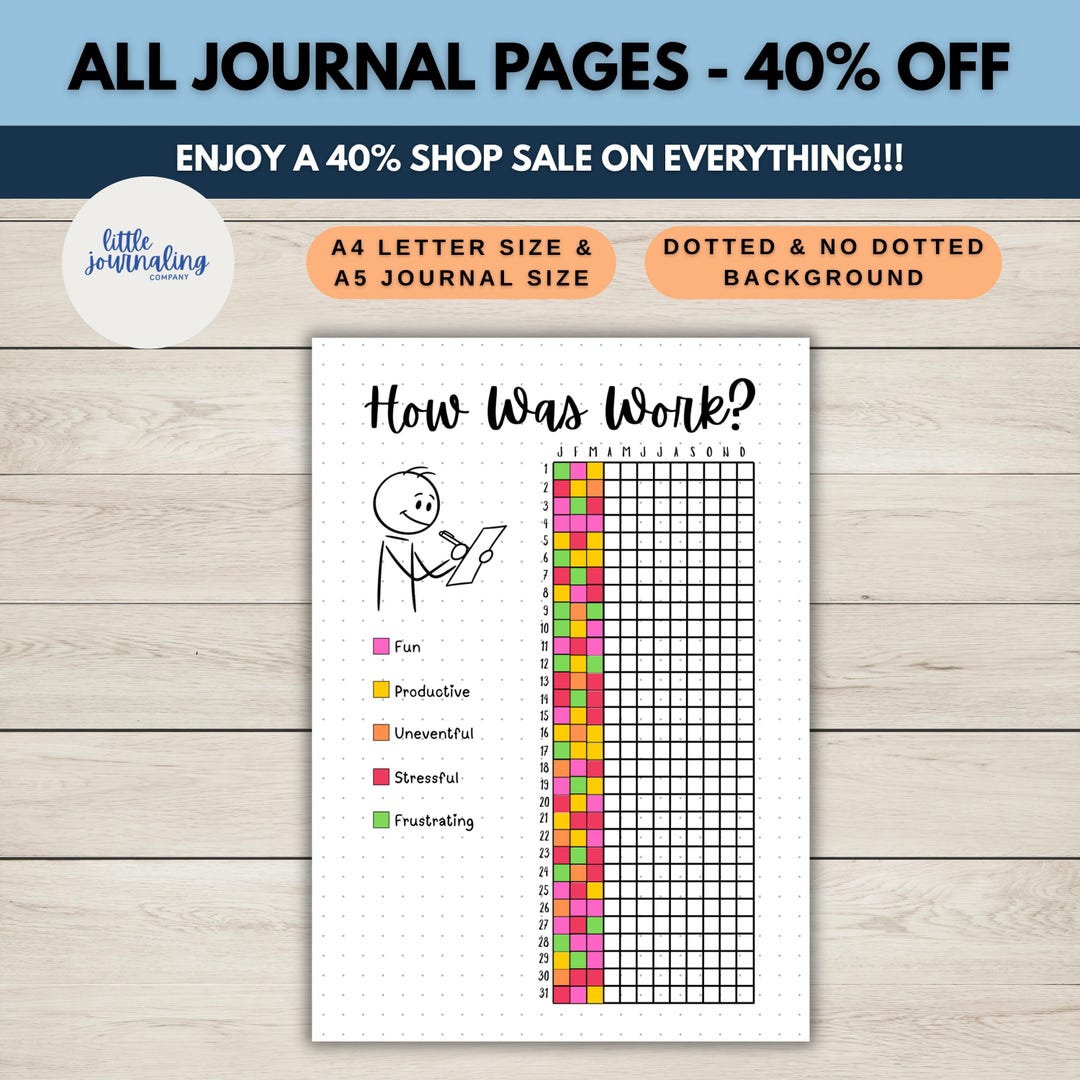 How Was Work Tracker | Printable Journal Page | Planner Page | Yearly ...