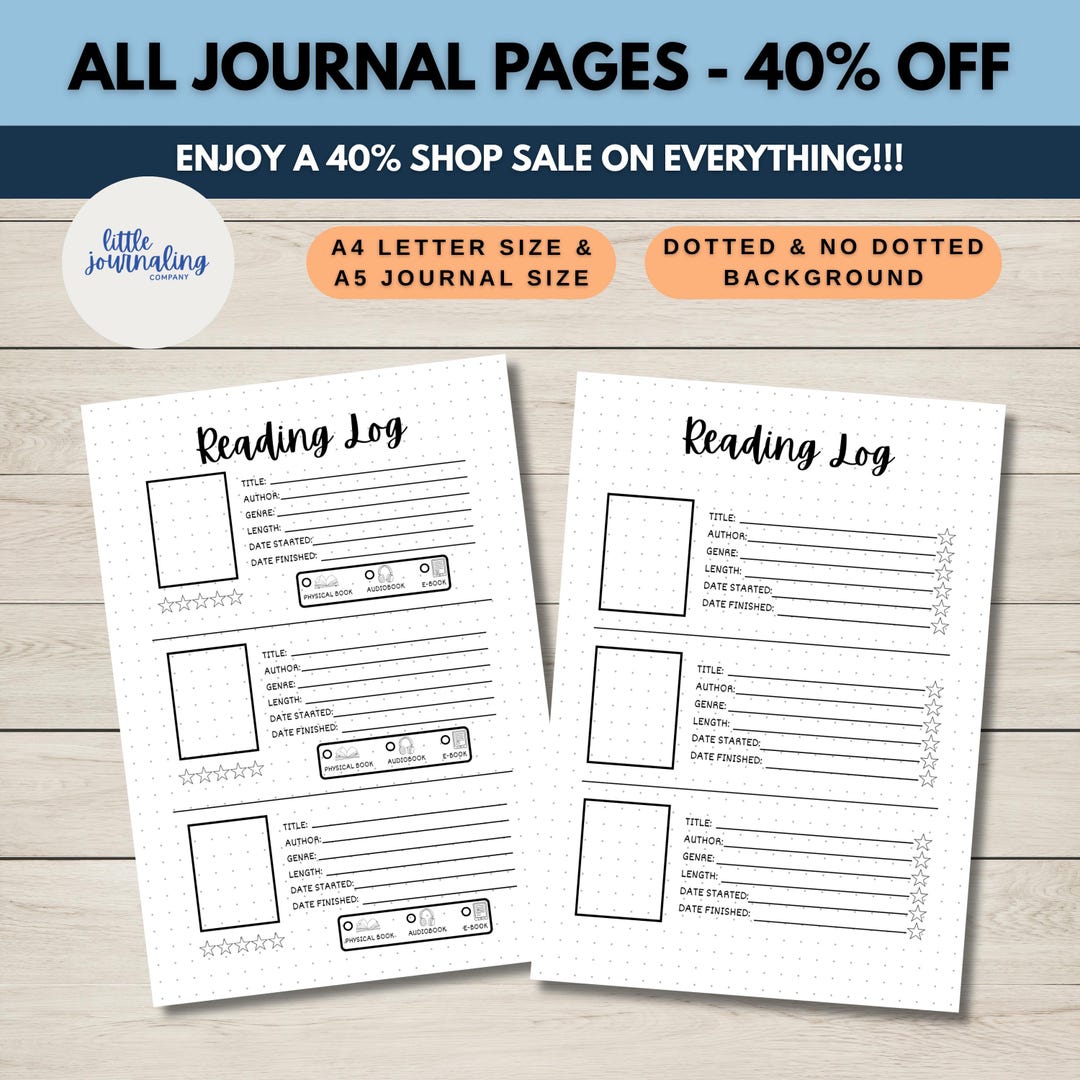 Reading Log | Printable Journal | Book Tracker | Reading Tracker ...