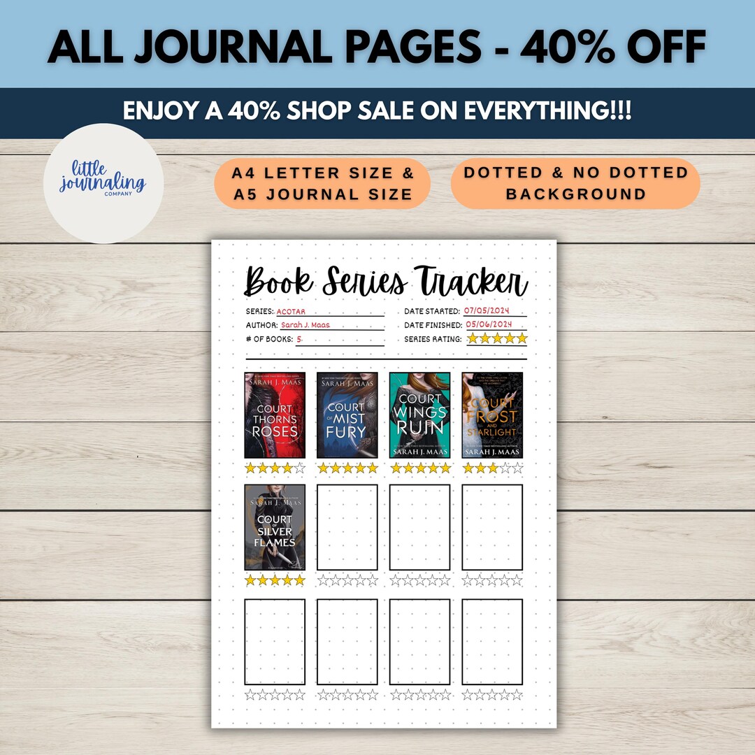 Book Series Tracker | Printable Journal Page | Planner Page | Book ...