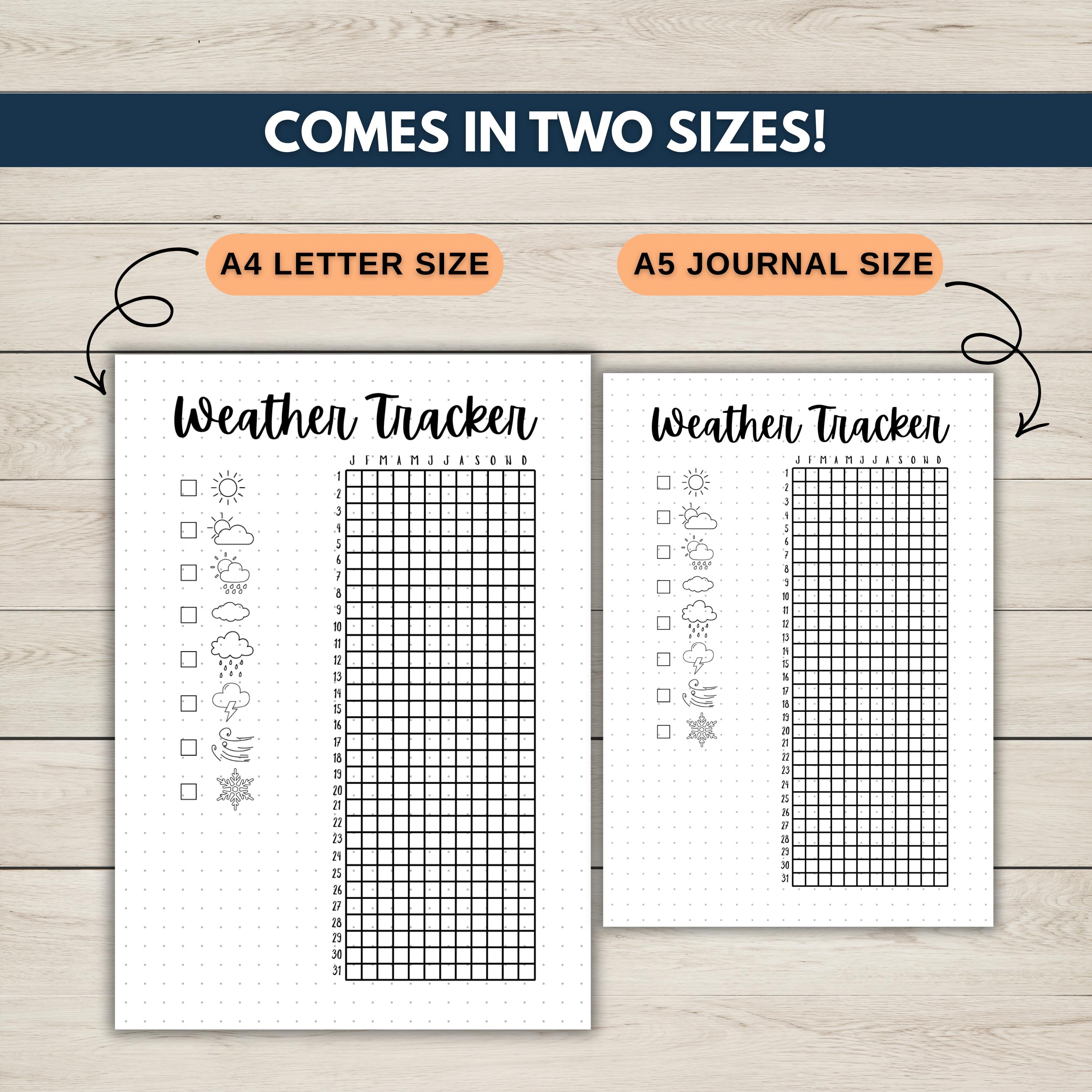 Weather Tracker Assignment Weather Tracker | Printable Journal Page | Weather Log | Planner Page ...