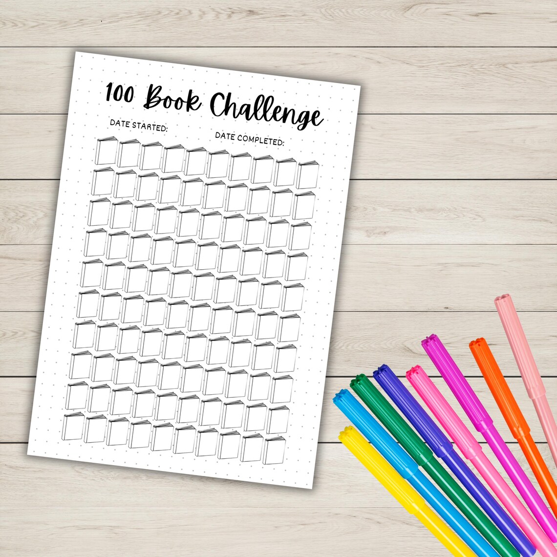 100 Book Reading Challenge | Printable Planner Page | Reading Tracker ...