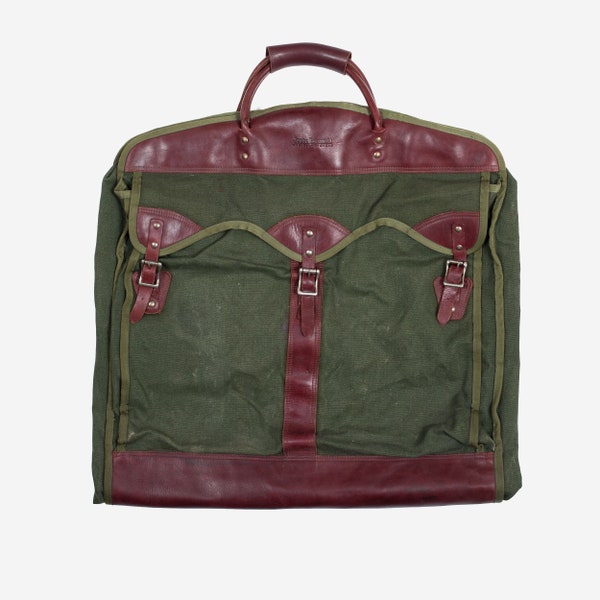 Jesse Brown's Outdoors Canvas Leather Garment Bag Green Brown Cordovan 24'' x 22'' Gorkey Orvis