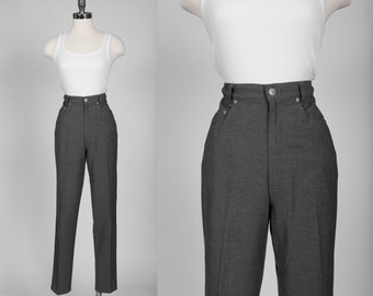 Vintage High Waisted Gray Slacks Pants Trousers Stretch by Banana Republic Size 6 / 27 in