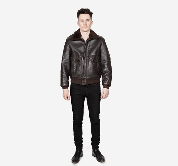vtg G1 Leather Flight Jacket Brown Size 40
