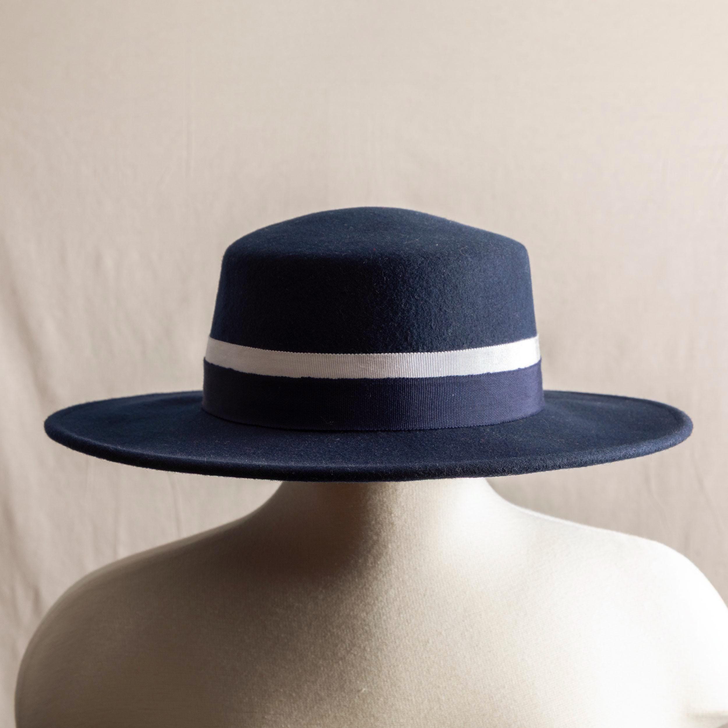 Vintage Tonar Wool Felt Fedora Hat Czechoslovakia Navy Blue Blue Vintage Style 1930 main image 2