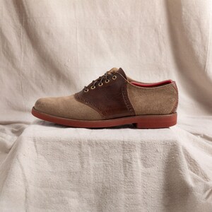 Vintage 90s Cole Haan Suede Saddle Oxford Brogue Shoes Tan Brown 10M Prep Trad Cole Haan | Shoes | Cole Haan Saddle Oxfords Mens Size M  main image 2