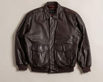 Chevignon Vintage Leather Jacket Pilots Aviator 1957 THORNES Brown