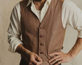 Vintage 90s Eddie Bauer Leather and Canvas Vest | XXL Oversized Hunting Waistcoat | Rugged Americana Gorpcore | Brown Utility Vest