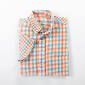 Gitman Bros 100% Linen Popover Shirt Men's M Plaid Short Sleeve Made in USA