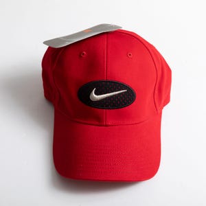 Vintage Y2K Nike Hat | NWT Red Nike Basketball Cap | 2003 Oval Swoosh Logo | Deadstock Adjustable Strapback | 2000s Sportswear Streetwear