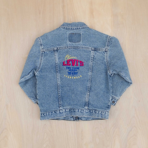 Vintage Levi's Denim Trucker Jacket Kids: Embroidered Orange Tab