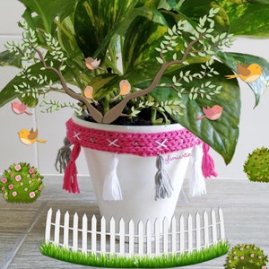 Gloriarte Crochet Flower Pot Ribbon with Tassels image 5