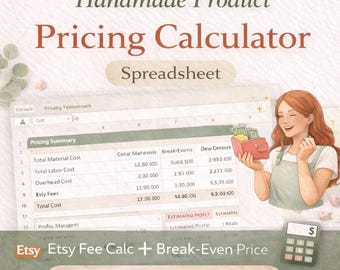 Handmade Pricing Calculator Spreadsheet | Etsy Fee, Break-Even Tool