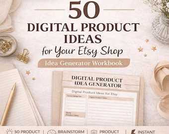 Digital Product Idea Generator Workbook for Etsy | Brainstorming Niche Ideas (Printable PDF)
