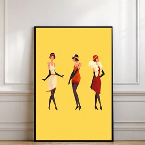 1920s Flapper Fashion Print, Art Deco Women Wall Art, Vintage Glam Poster, Digital Download