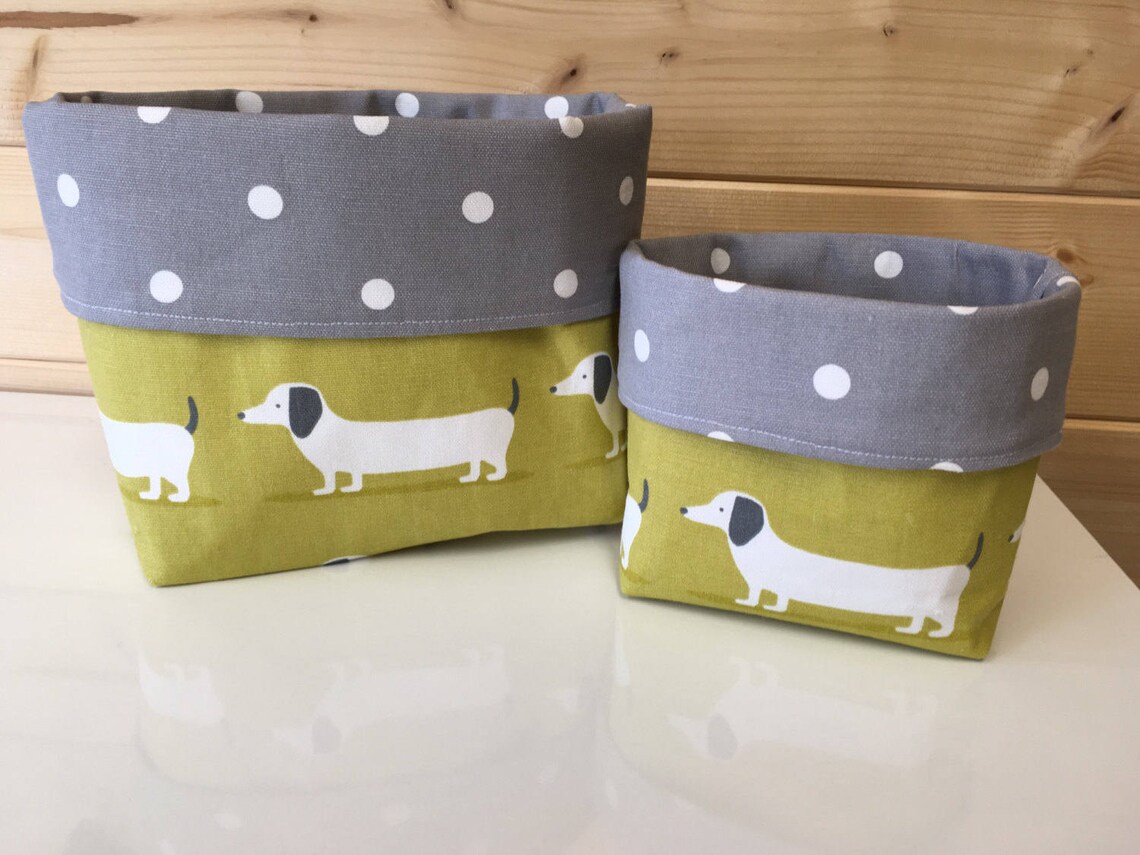 Dachshund Fabric Storage Basket Doxie Sausage Dog Organiser Etsy UK