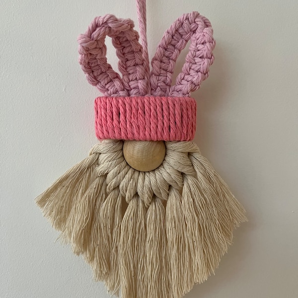 Macrame Easter bunny gnome, gonk, tomte