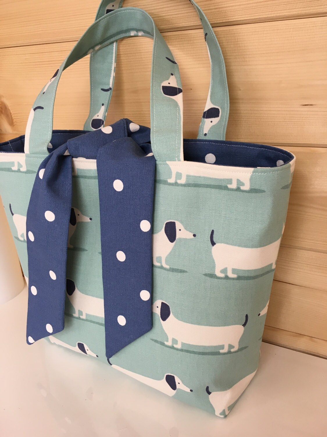 Dachshund Fabric Tie Bag sausage dog bag handmade bag Etsy
