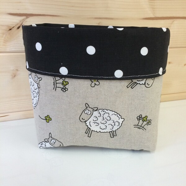 Fabric basket organiser  sheep fabric basket handmade organiser tidy basket handmade in uk