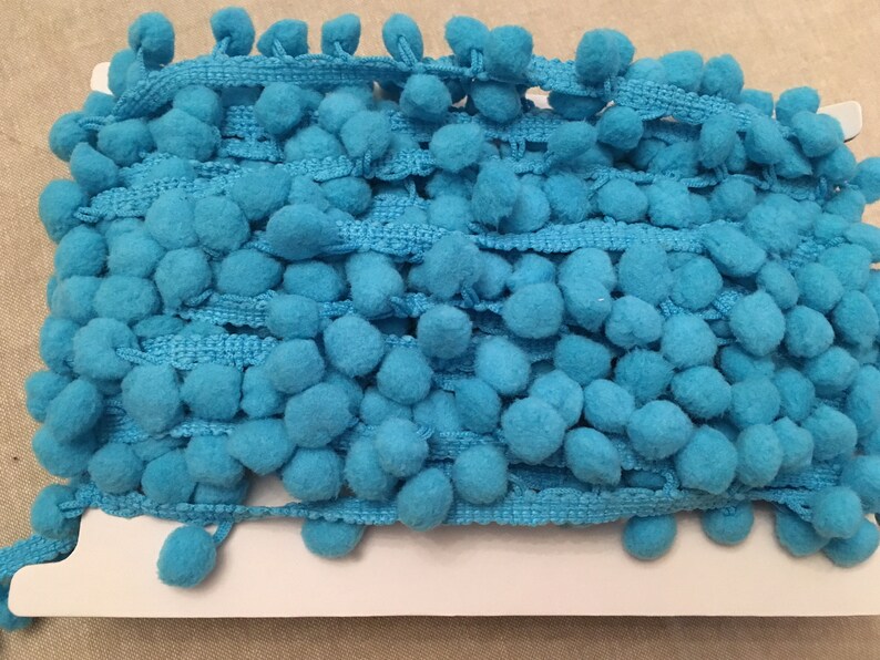 1 metre turquoise pom pom trim blue trimming