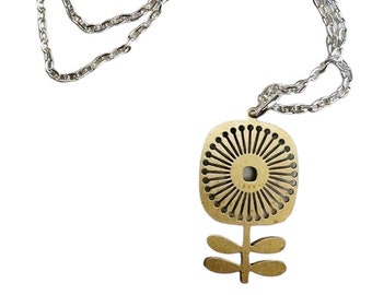 Brass Stem Flower silver plated necklace