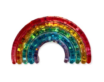 Rainbow glittery resin brooch