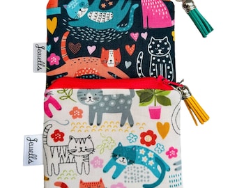 Cat fabric coin purse pouch 2 sizes