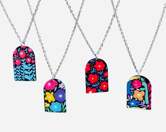 Floral Dome resin charm necklace 4 designs