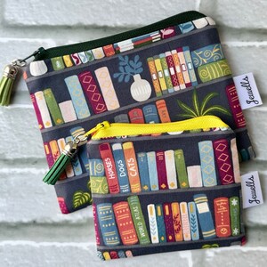 Book Books Purse Bookshelf Coin Purse pouch 2 sizes Bookmark 5 colourways image 3