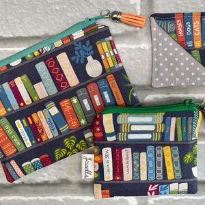 Book Books Purse Bookshelf Coin Purse pouch 2 sizes Bookmark 5 colourways image 6