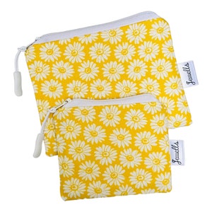 Pochette en tissu marguerite jaune vif 2 tailles