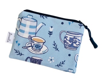 Cornishware Willow Burleigh Teapot Cup Jug fabric coin purse pouch stripes Cornish