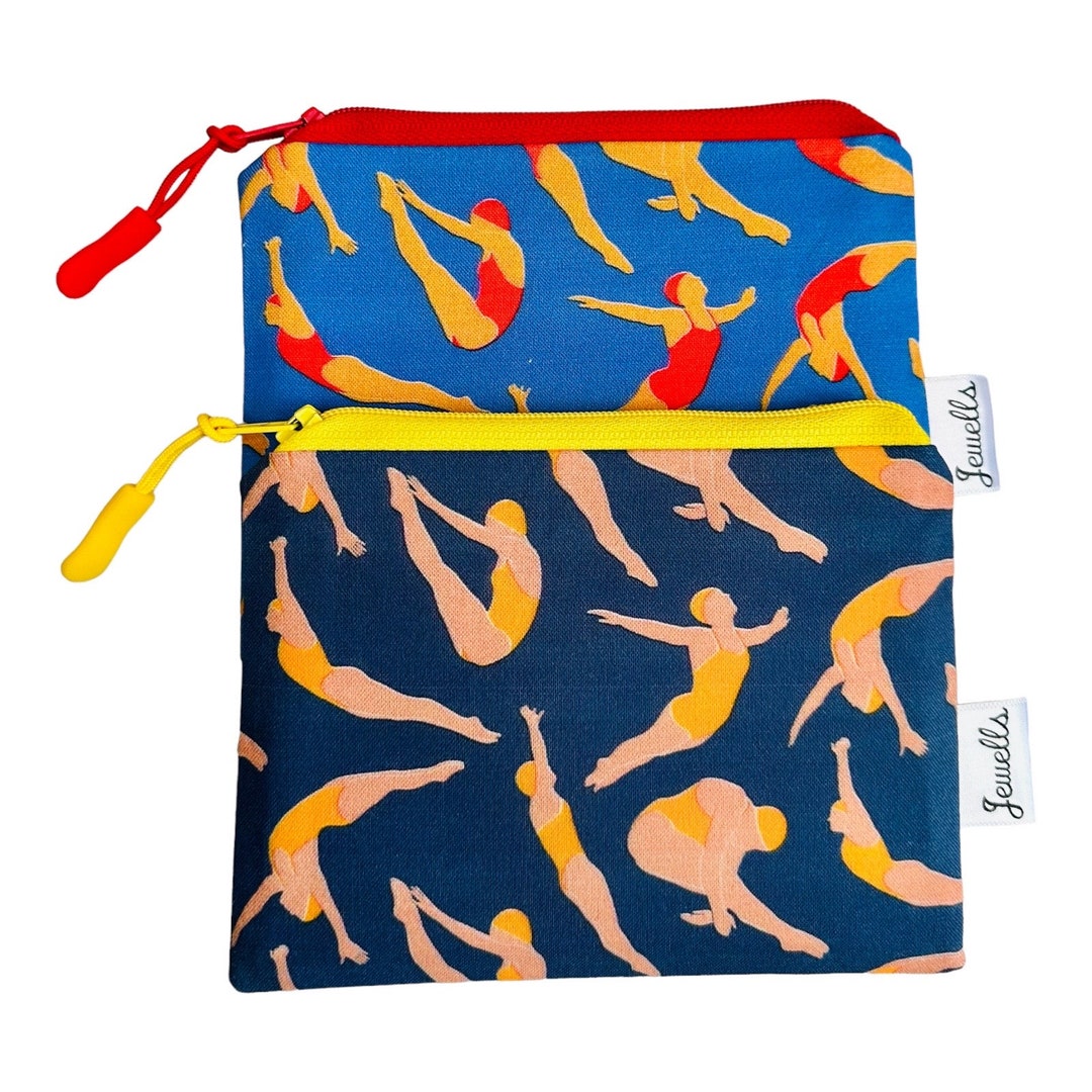 Retro Swimming Diving Diver Swimmer Fabric Coin Purse Pouch Swimming ...