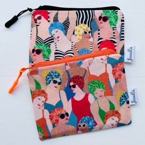 Retro Badehut Schwimmer Stoff Geldbörse Beuteltasche schwimmen gestreift oder einfarbig