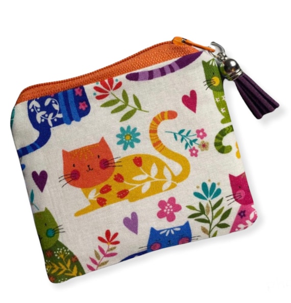 Cat Handmade Fabric Coin Purse in 2 Sizes and 8 Designs - Etsy UK