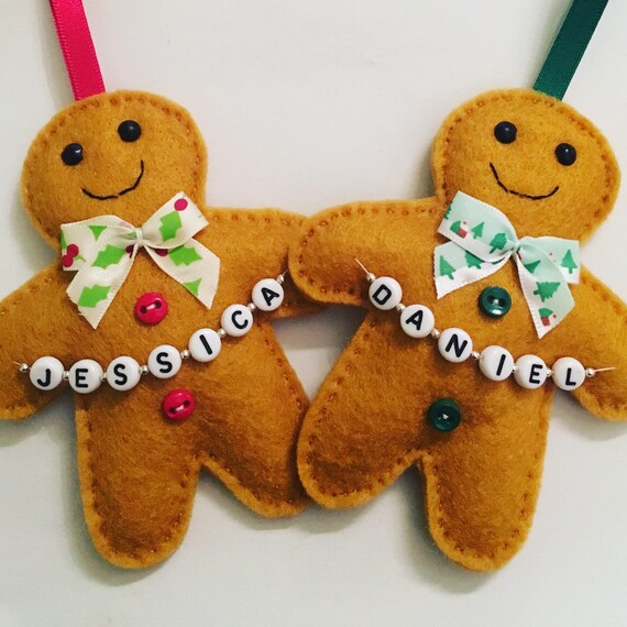 Personalised Christmas Decoration Gingerbread Men Decoration Etsy