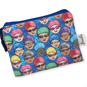 Swimmer Swimming cotton Coin Purse pouch water underwater Blue