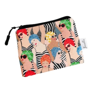 Retro Swimming Hat Swimmer fabric coin purse pouch swimming striped