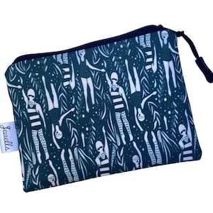 Navy Blue Swimmer fabric coin purse pouch swimming