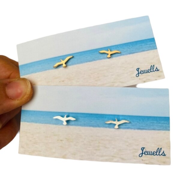 Seagull Mini Stud Earrings - silver or gold plated