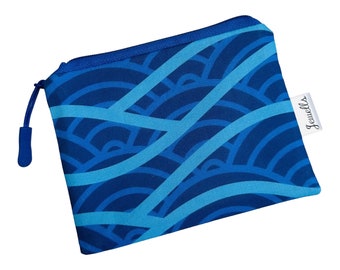 Sea Waves navy blue fabric coin purse pouch