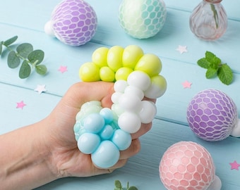 Bunter Trauben Squishy Ball, Trauben Squeeze Fidget, Stress Relief Sensorisches Spielzeug, Sensorische Angst Relief Squeeze Fidget Ball, Anti Stress Squeeze