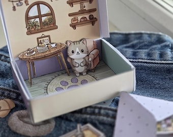 ポケットパルズ キティ DIY ペーパードールハウス | 印刷可能な猫のおもちゃ | ミニポケットフレンド | 子供向け旅行アクティビティ | 全種類集めよう