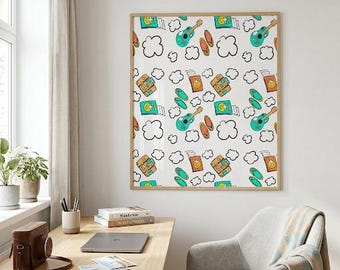 旅行ポスターと塗り絵 | 夏のバンライフアート（デジタルダウンロード）