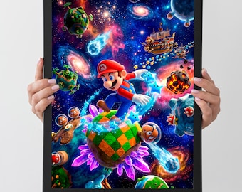 4x Galaxy Game Poster Bundle | Space Adventure Prints | Retro Gaming Wall Art | High Resolution 300 DPI