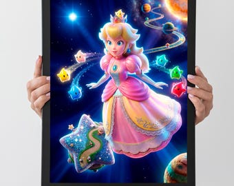 4x Mario Galaxy Game Poster Bundle | Space Adventure Prints | Retro Gaming Wall Art | High Resolution 300 DPI