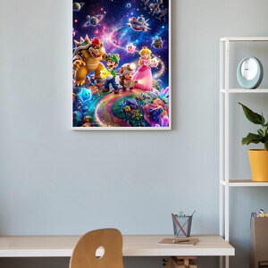 Paquete de pósteres del juego Mario Galaxy / 10 láminas de aventuras espaciales / Arte mural de videojuegos retro / Alta resolución 300 DPI imagen 13