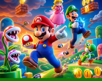 Super Mario Bilder-Bundle | 210 Galaxy Jungle Szenen & Charaktere | Gaming Hintergründe High Quality Digital Pack