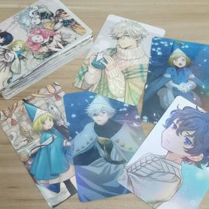 Witch Hat Atelier Holographic Collectible Cards | Chibi Coco Qifrey Agott Tetia Olruggio Fan Art | Manga Anime Merch | Bookish Gifts