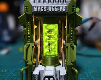 Lámpara de escritorio con tubo de virus de riesgo biológico impresa en 3D, luz nocturna con cápsula de laboratorio de ciencia ficción, luz ambiental para escritorio de gamer, decoración inspirada en el terror de supervivencia.